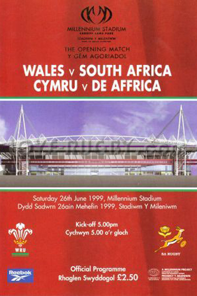 1999 Wales v South Africa  Rugby Programme